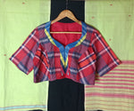 Red multistrip Gamcha blouse - Umbara designs