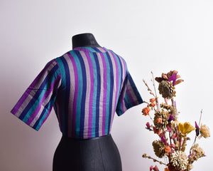 Multicolour Cotton Striped Rekha Neck Blouse 1