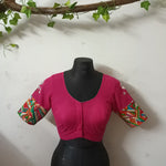 APPLIQUE embroidery Blouse - Pink body & Multi border