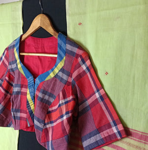 Red multistrip Gamcha blouse - Umbara