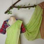 Light green saree with simple pallu designs - Umbara designs - Pure cotton