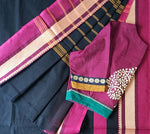 Black with purple cotton saree blouse combo