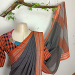Pure ilkal cotton saree with blouse combination