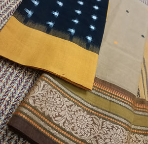 Light brown handloom cotton saree 