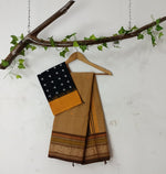 Light brown handloom cotton saree with blouse peice - Umbara designs