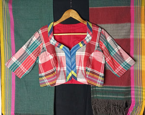 Gamcha cotton blouse with ilkal saree