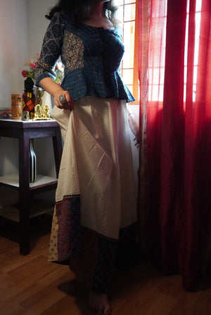 Ajrakh Peplum skirt - Desi long skirt