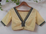 Deep neck yellow (lemon tint) blouse - TEB BLOUSE