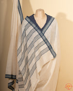 Saree&blouse hand woven off white
