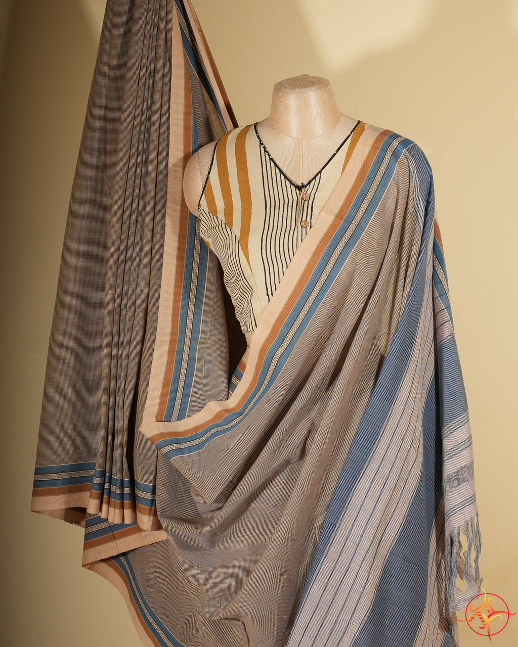 Saree&blouse handwoven earth colors
