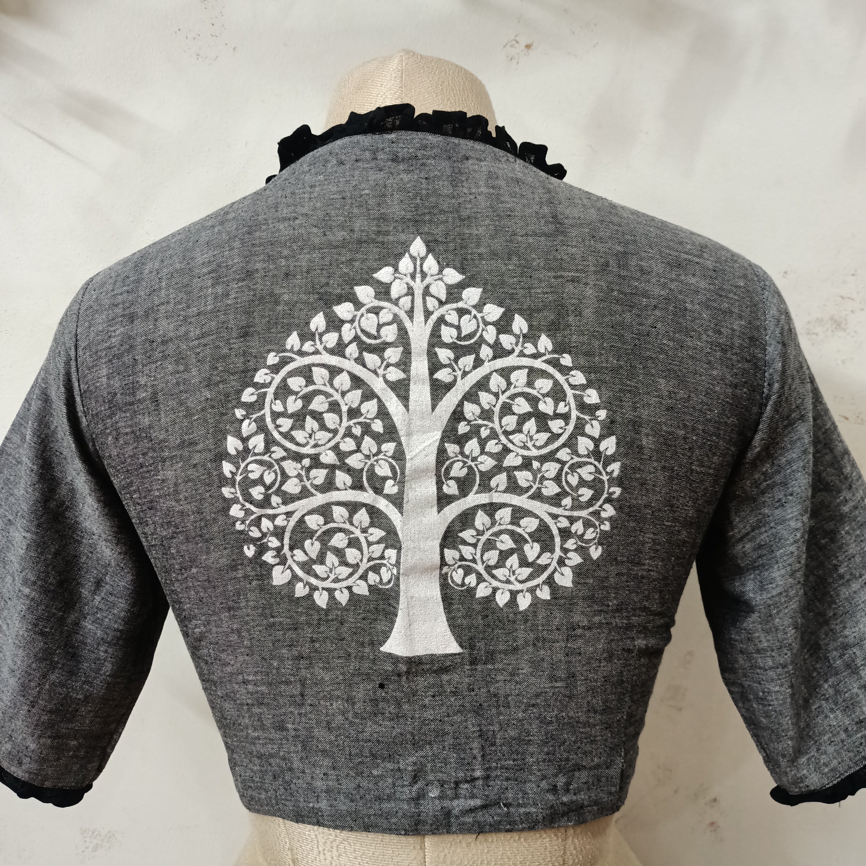 Readymade Tree of Life Frill Blouse- Grey