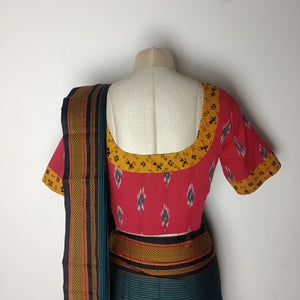  cotton handloom illkal saree matched w/blouse