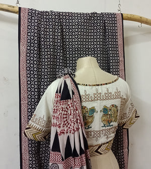 Umbara designs - saree blouse combo (Handprinted)