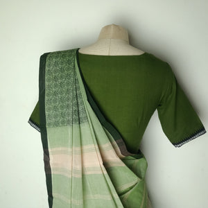 light olive green saree with dark green blouse
