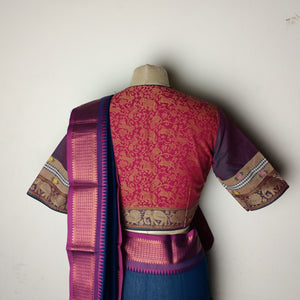 Intricately designed chettinad saree with Vansringaram blouse combo - umbara designs