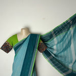 SAREE Teal green cotton saree with light green blouse combination - Umbara design - Saree blouse comboCOMBO -66