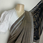 Organic brown chettinad saree with Hakoba blouse - Saree blouse combo