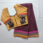 Saree Blouse Combo- "Ilkal Checks Saree with Kalamkari Potli Blouse"