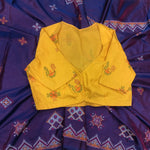 Malai silk saree with Yellow Kasuthi Blouse-Saree Blouse Combo