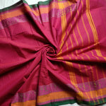 Chettinad cotton saree with Orange Potli Blouse- Saree Blouse Combo