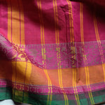 Chettinad cotton saree with Orange Potli Blouse- Saree Blouse Combo