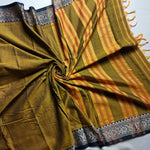 Guledgudda Cotton Saree with Black & Gold Stripes Blouse- Saree Blouse Combo 