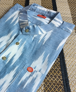 Men's shirts Indian ethnic - "IKAT SKY"