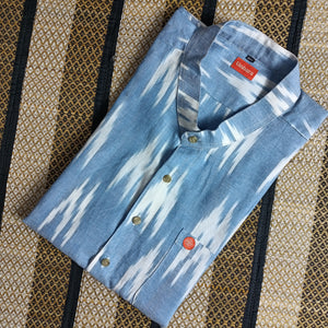 Men's shirts Indian ethnic - "IKAT SKY"