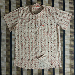 Men's shirts Indian ethnic - "CREAM COW PRINT"