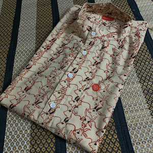 Men's shirts Indian ethnic - "CREAM COW PRINT"