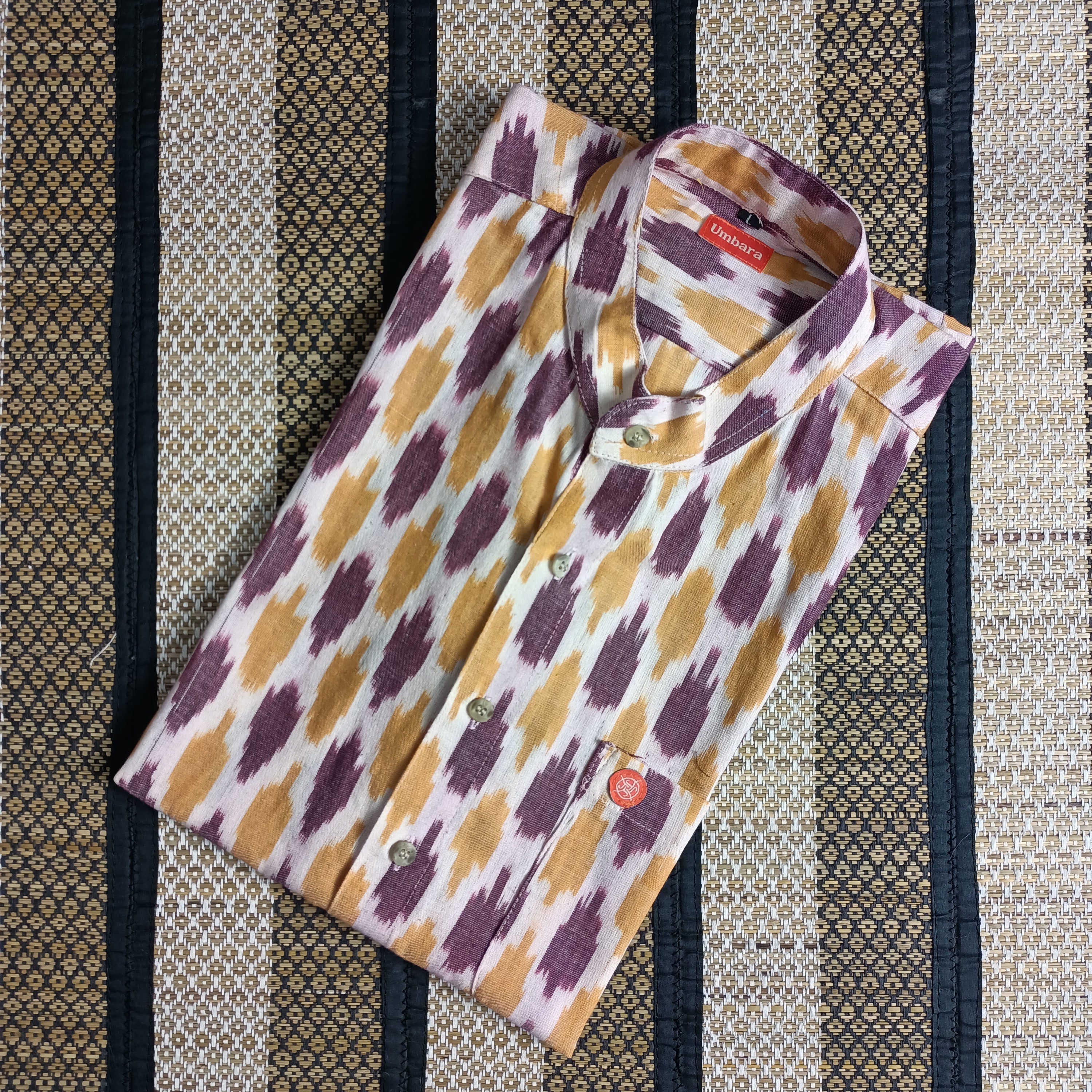 Men's shirts Indian ethnic - "IKAT CREAM"