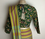 Striped chettinad saree with matching chennuri silk blouse - Saree blouse combo