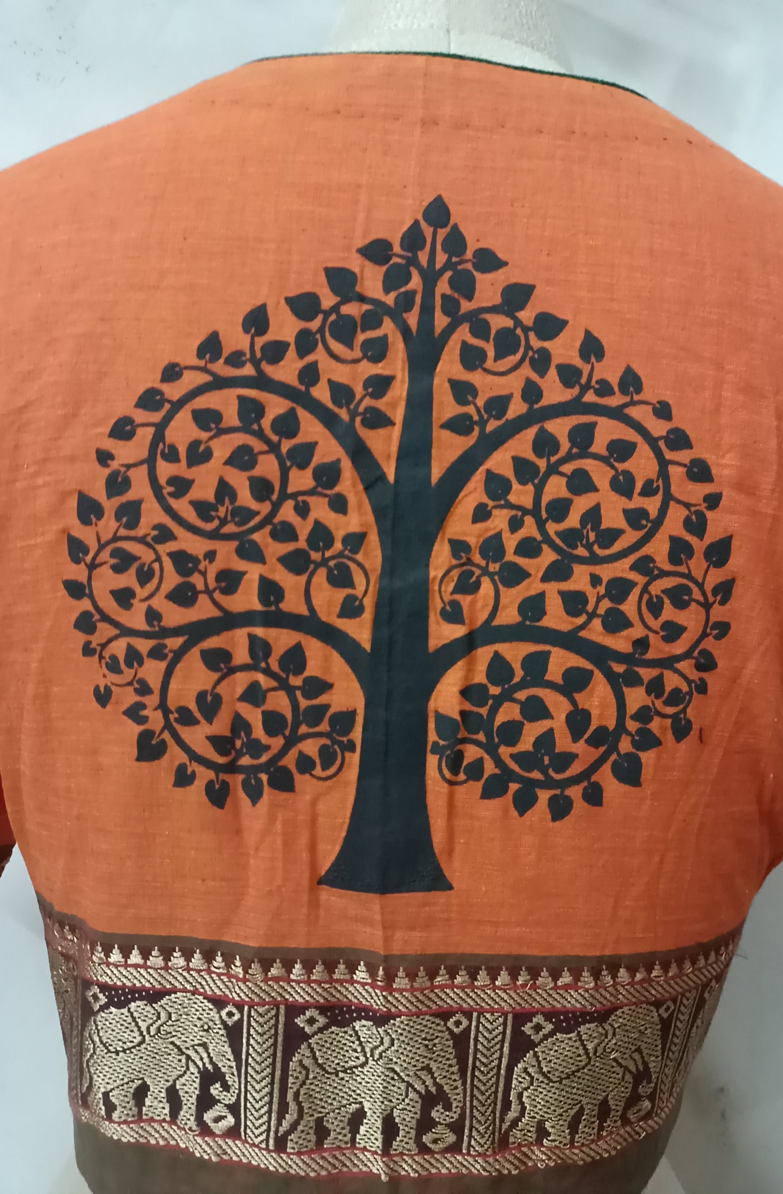 Tree of Life Narayanpet Blouse- Orange