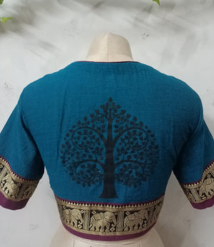 Tree of Life Narayanpet Blouse- Blue