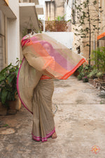 Coffee cotton ganga jamuna saree with matching GN checks blouse for women 