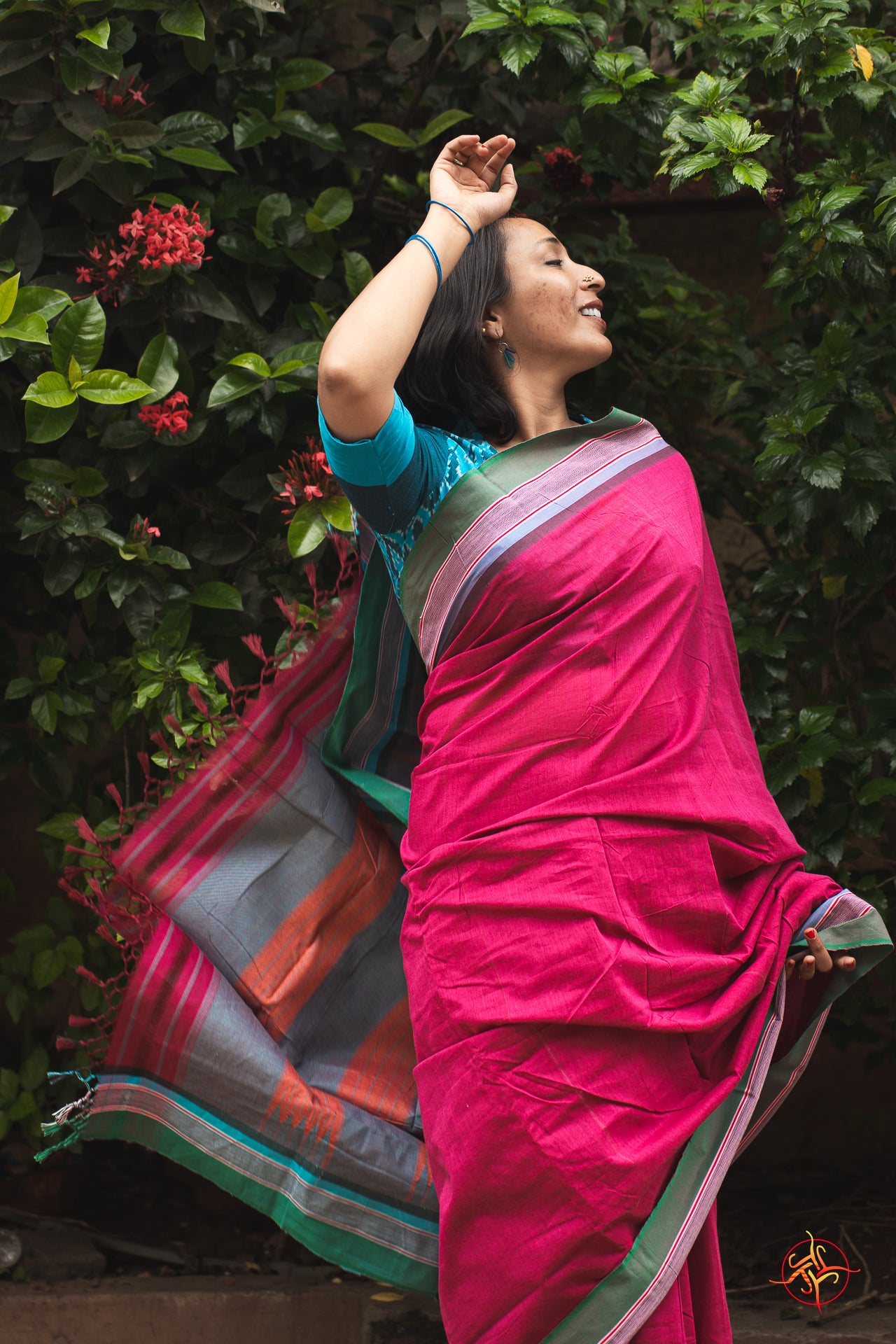 Wind wavering a womens saree