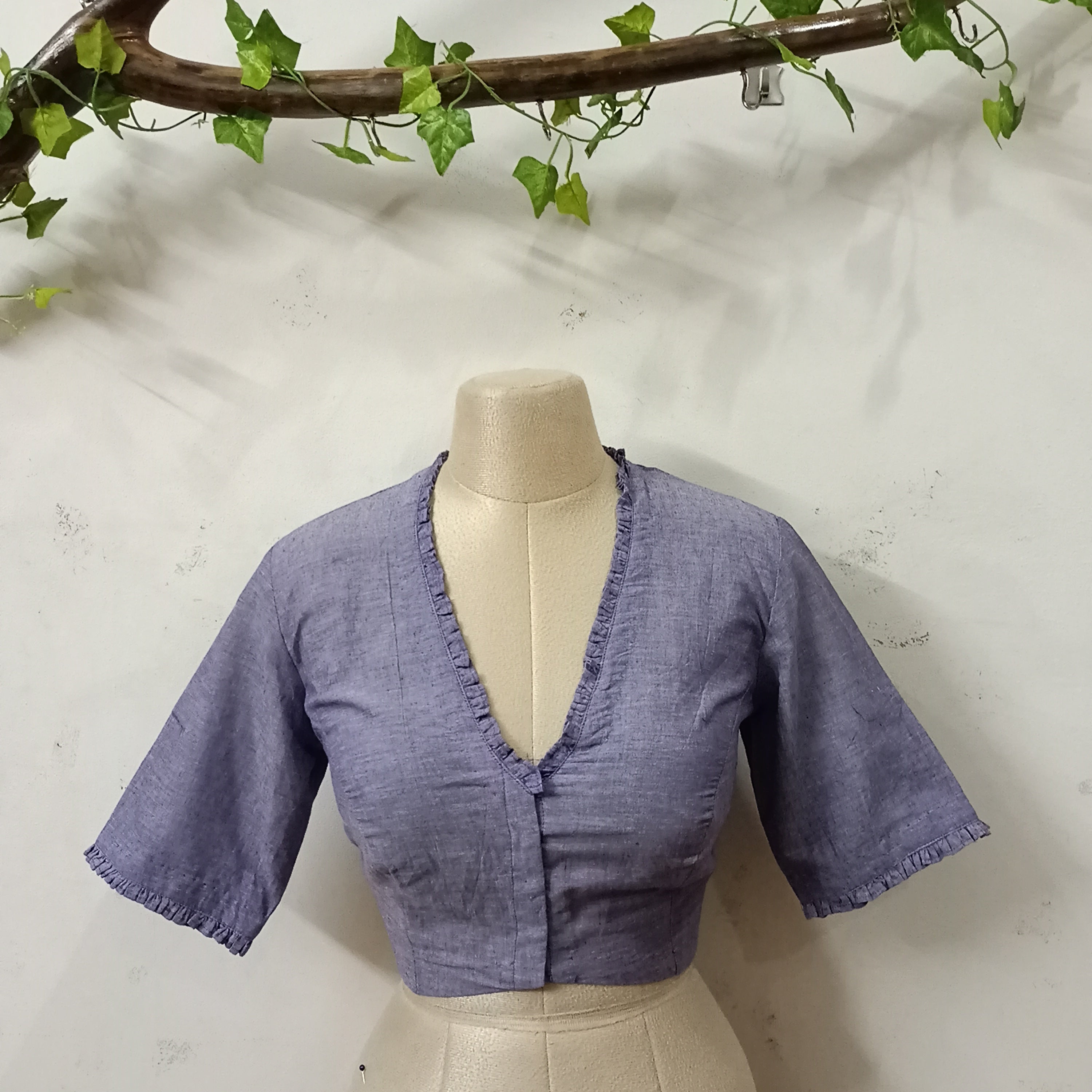 Readymade Tree of Life Frill Blouse- Light Purple periwinkle
