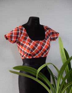 Orange Checkered Blouse  size 38-42