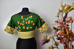 APPLIQUE embroidery Blouse - Green body & Cream border