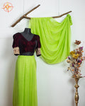 Green and maroon designer saree blouse combo