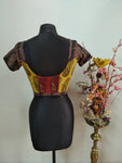 Yellow and black with red backless blouse from umbara designs