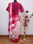 Saree Blouse Combo- Peach and candy colored saree with pink blouse