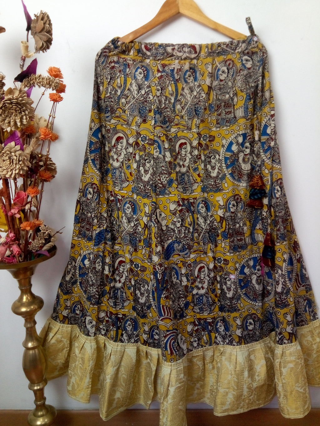 Kalamkari lehanga skirts~ yellow and gold