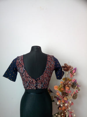 Ajrakh Blouse navy and maroon