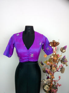 Kasuti embroidered blouse- purple