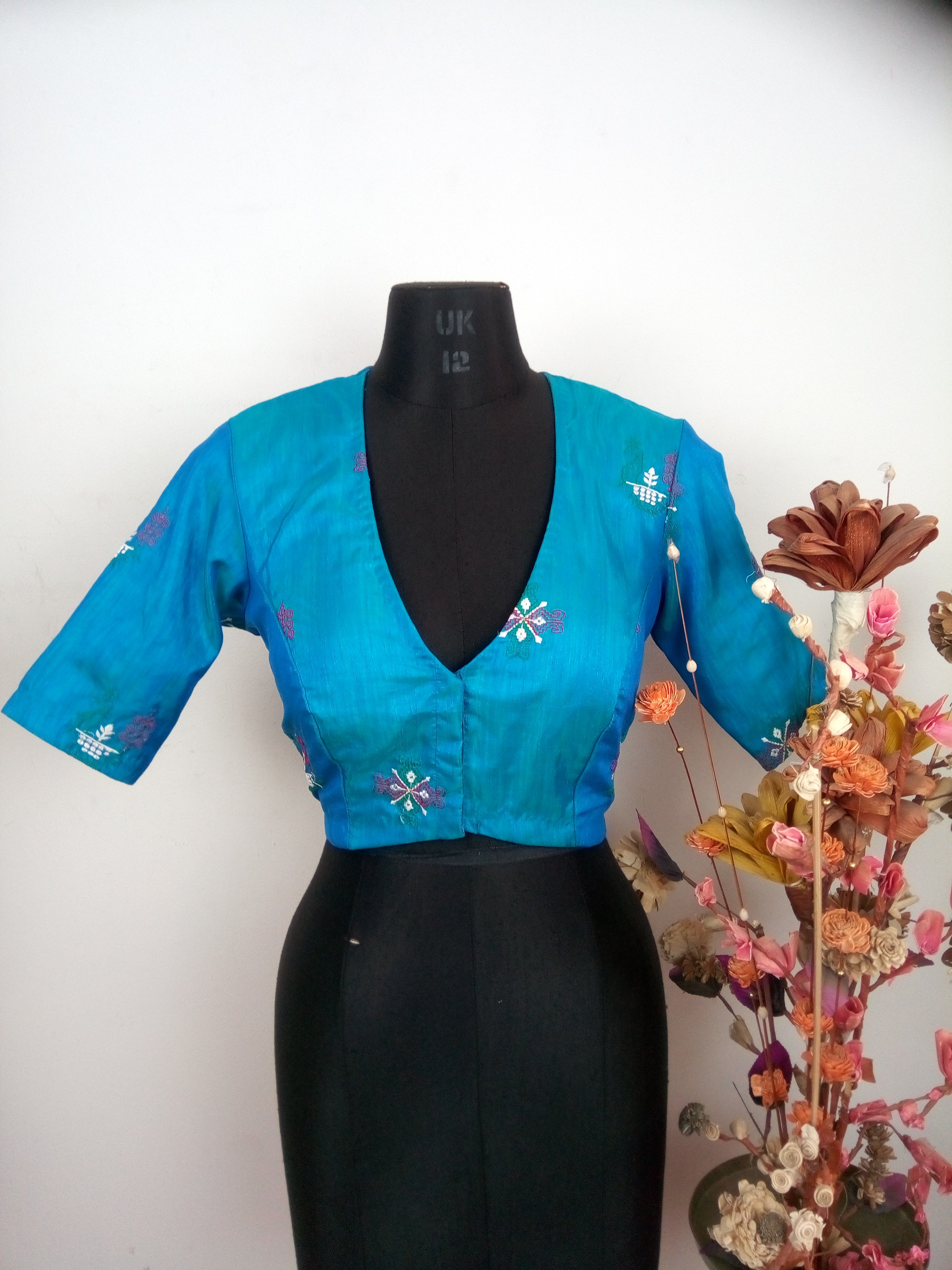 Kasuti embroidered blouse- Blue