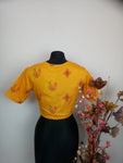 Yellow blouse design - Kasuti