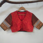Vanasingaram Semi Embroidery Blouse- Red Readymade