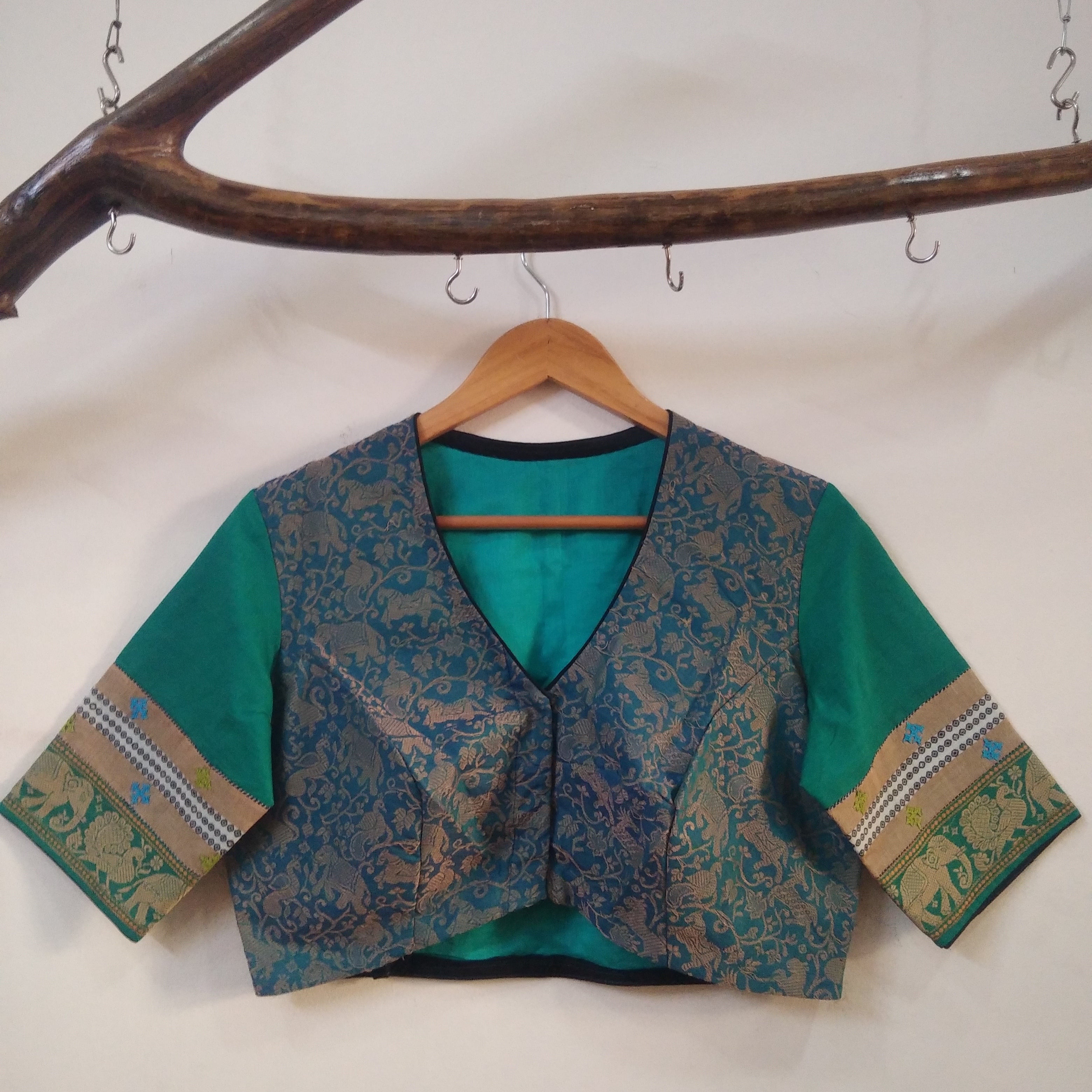 Readymade Vanasingaram Semi Embroidery Blouse- Teal