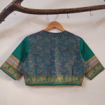 Vanasingaram Semi Embroidered Blouse- Teal Readymade